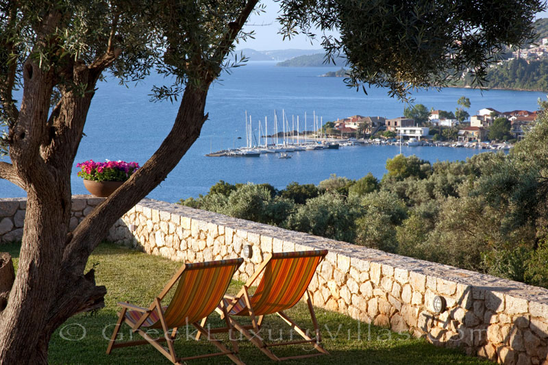 The seaview of a modern luxury villa in Lefkas