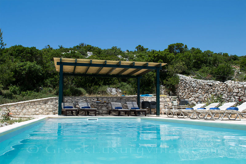 Pergola by the pool in traditional villa in Lefkada
