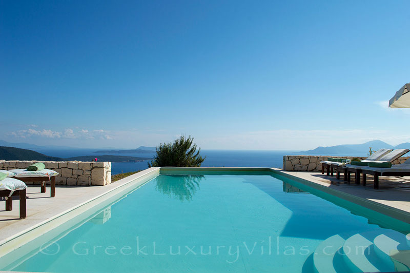 A luxury villa with a pool and stunning seaview in Lefkada