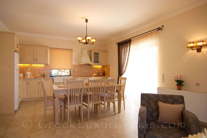 Open plan dining area of the luxurious villa in Lefkas