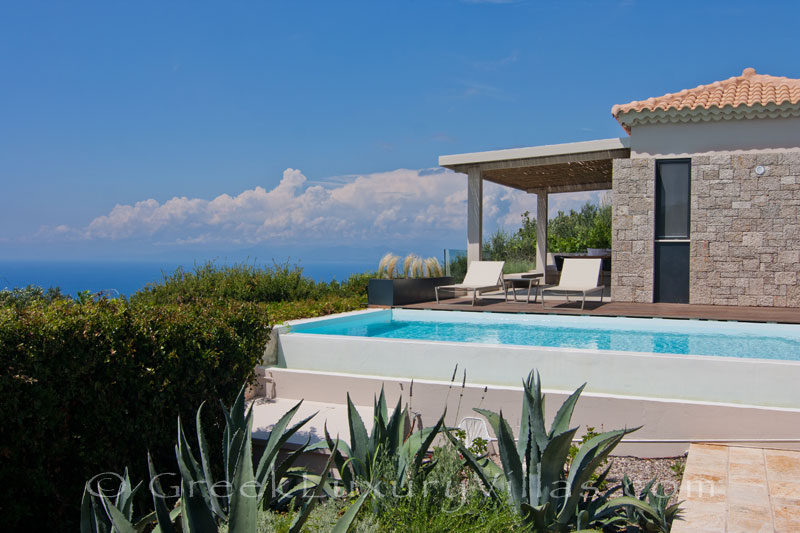 Breakfast for honeymoon couples in villa with pool and seaview on Lefkas