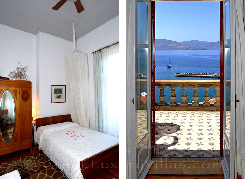 Lesvos traditional villa with pool in Molivos bedroom sea view