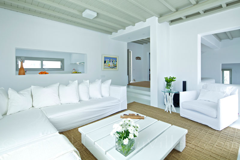 Mykonos Kalafatis-Beach luxury villa open plan lounge