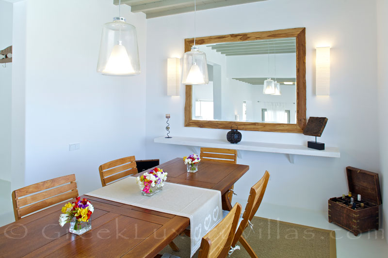 Mykonos Kalafatis-Beach luxury villa dining room