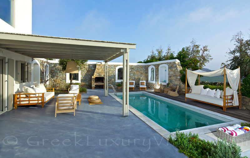 Mykonos Kalafatis-Beach luxury villa pool deck
