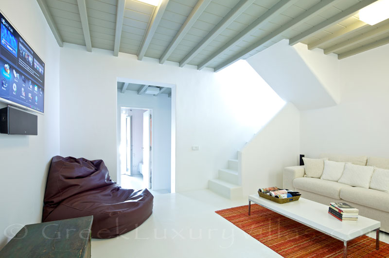 Mykonos Kalafatis-Beach luxury villa multimedia room
