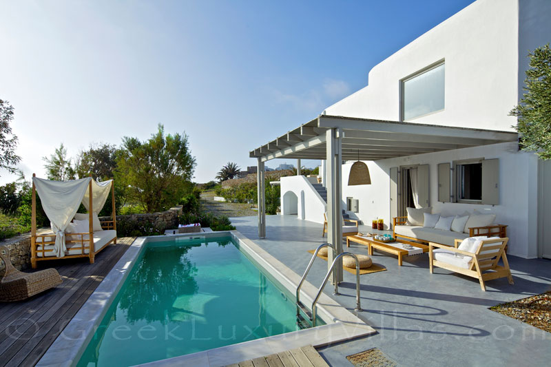 Mykonos Kalafatis-Beach luxury villa garden pool