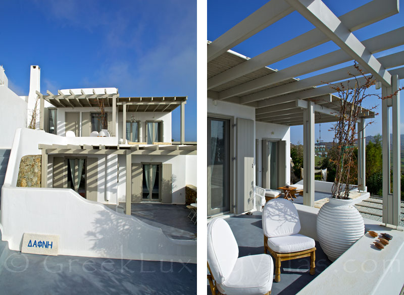 Mykonos Kalafatis-Beach luxury villa with balcony gardens