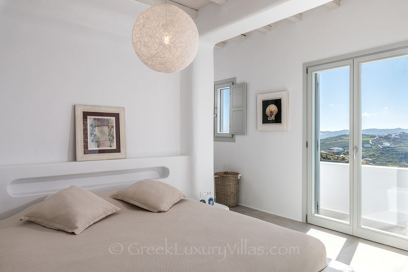 Master bedroom of villa at Agios Stefanos Beach Mykonos