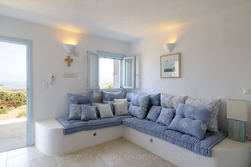 second lounge of luxury villa in Paros