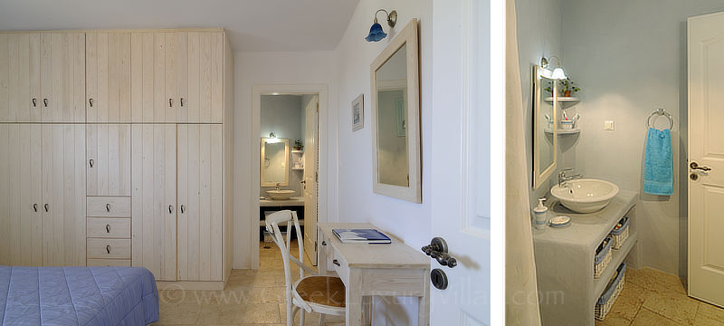 double bedroom en suite bathroom Paros villa
