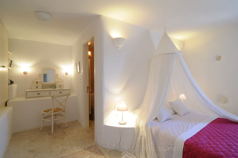 tastefully decorated bedroom paros villa