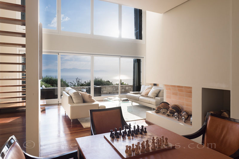 lounge with seaview greek luxury villa
