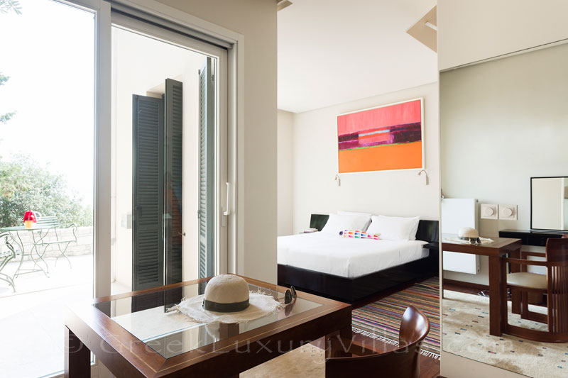 master suite with seaview luxury villa on beachfront Paxos
