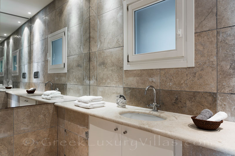 bathroom at luxurious beachfront villa in Paxos