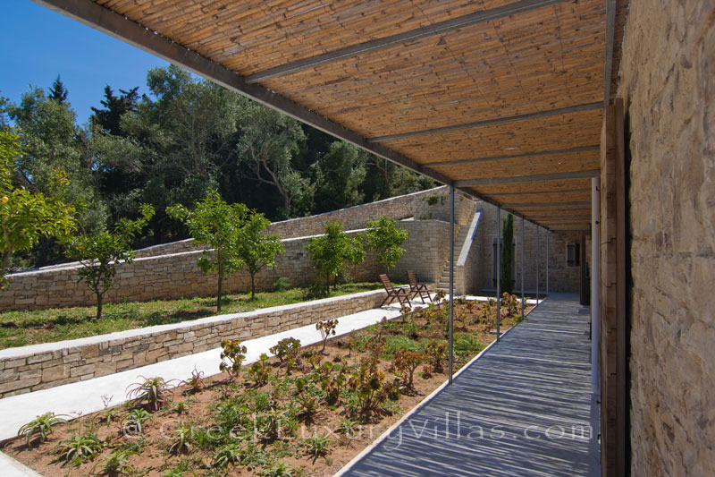 The extensive garden of a hiltop estate in Paxos