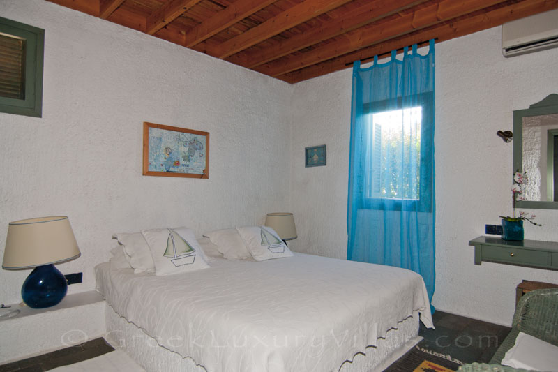 A bedroom of the beach bungalows in Peloponnese