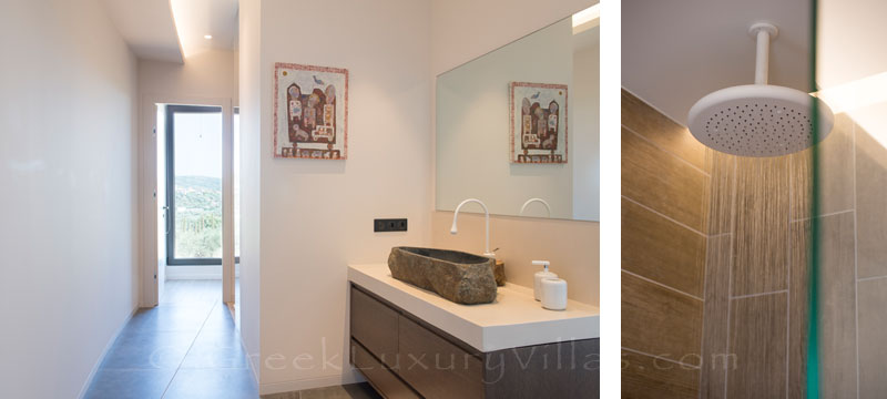 walk-in bathroom of contemporary luxury villa at Costa Navarino, Gialova