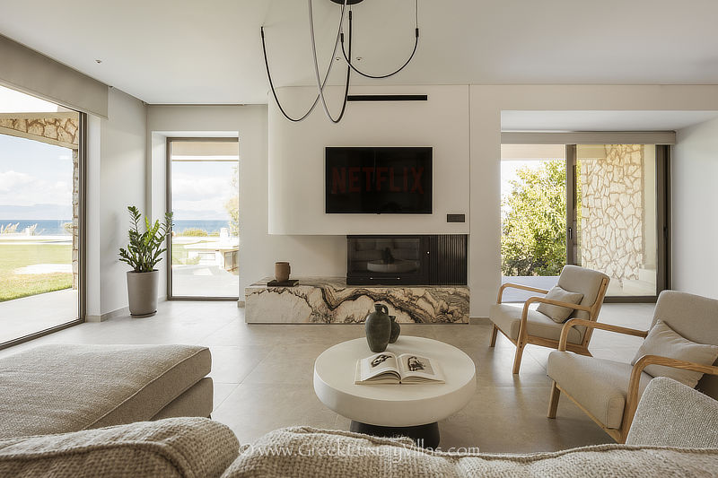 open plan lounge at modern beachfront villa