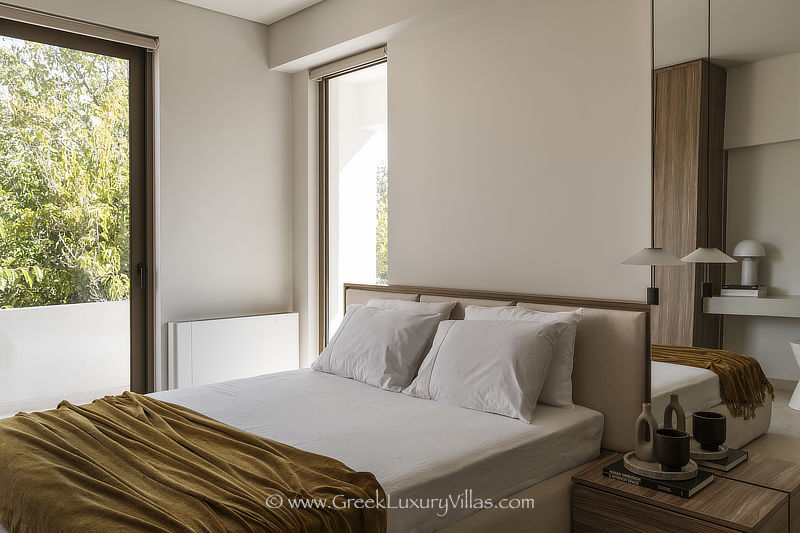 Modern bedroom at sea view villa