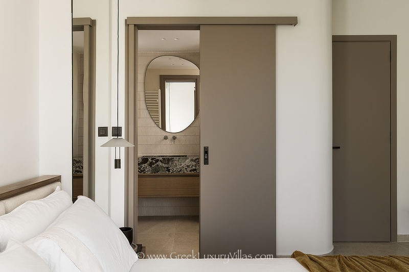 luxurious bedroom of beachfront villa in Greece