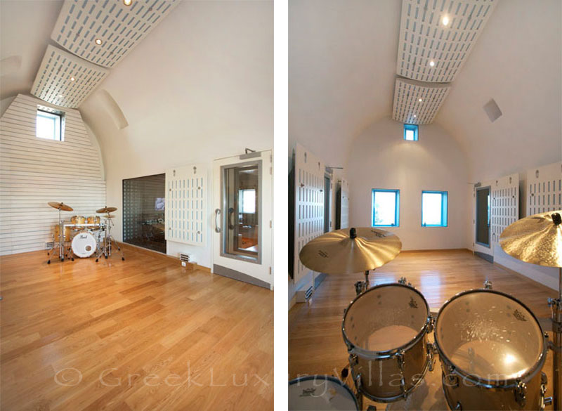 The recording studio of the Black Rock luxury villa in Santorini