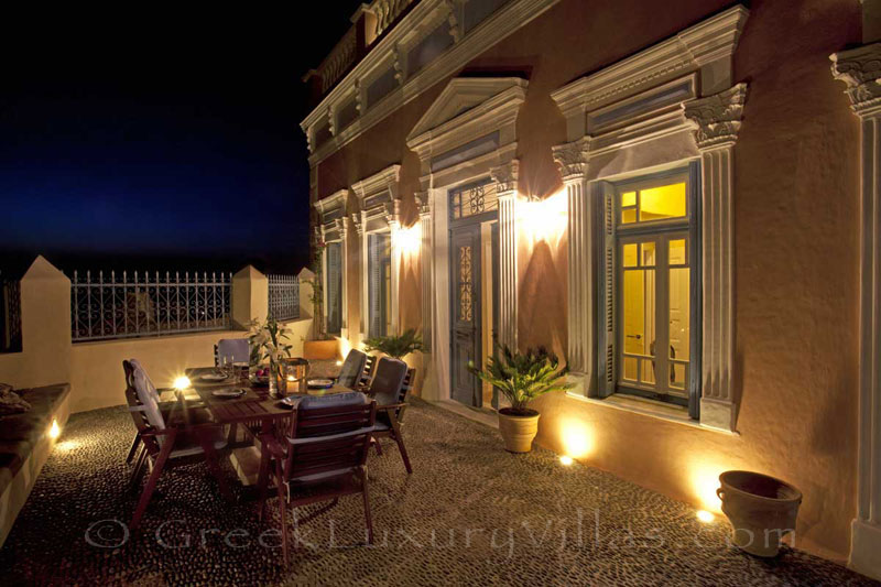 Having dinner with sea view from a villa in Oia, Santorini