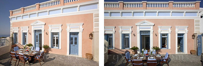 A luxurious neoclassical villa in Oia, Santorini
