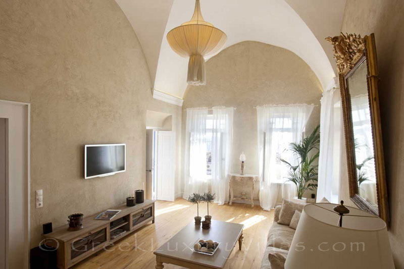 The luxurious living-room of a mansion in Oia, Santorini