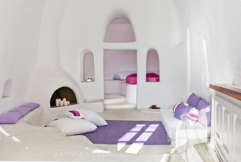 Santorini exklusives Deluxe Suite Schlafzimmer