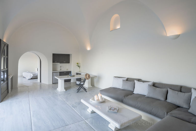 Santorini exclusive luxury villa marble interior