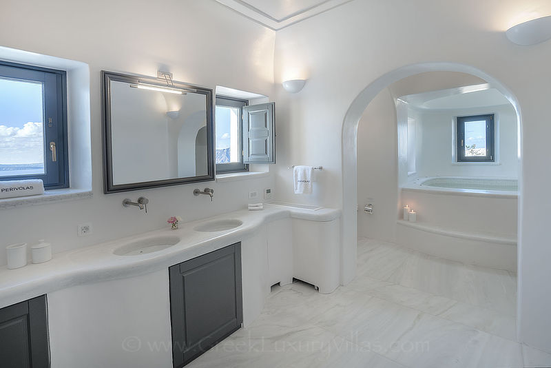 Santorini exclusive luxury villa marble bathroom