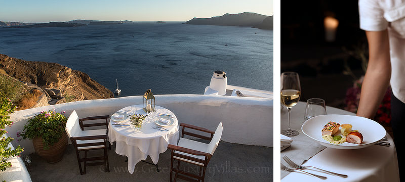 Santorini exclusive luxury residence dinner