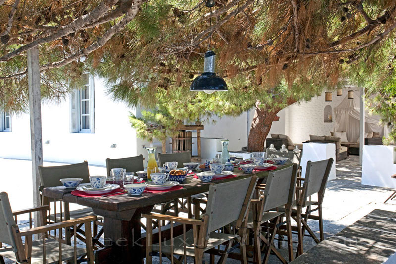 Outdoor dining area of an exquisite traditional villa in Sifnos