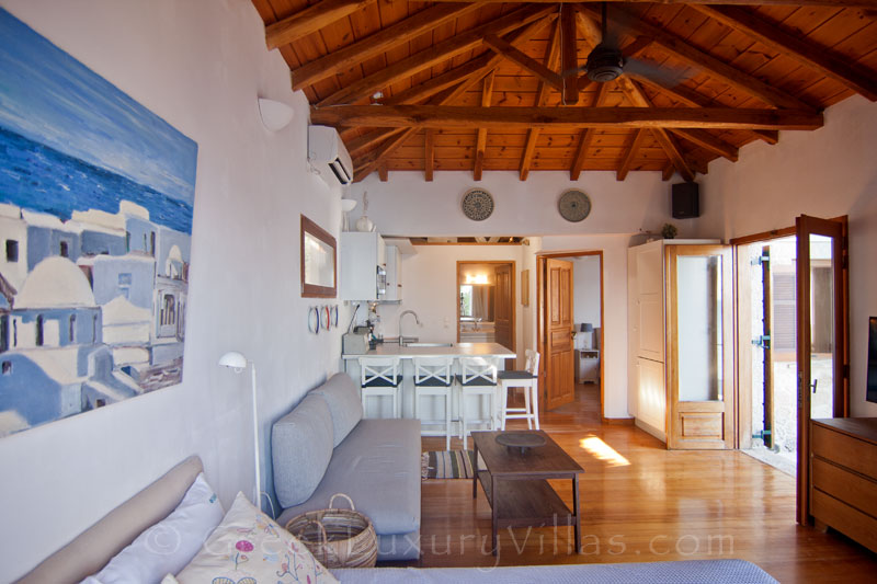 Open Plan Living Area of Skiathos beachfront cottage