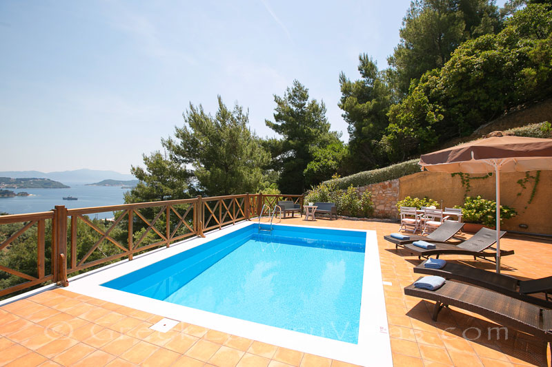luxurious villa with pool veranda sea view
