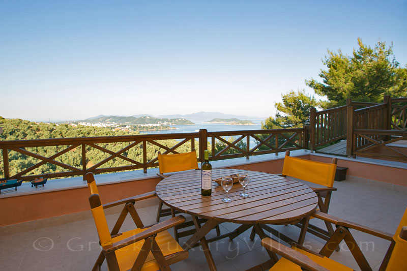 luxurious villa with pool balcony sea view