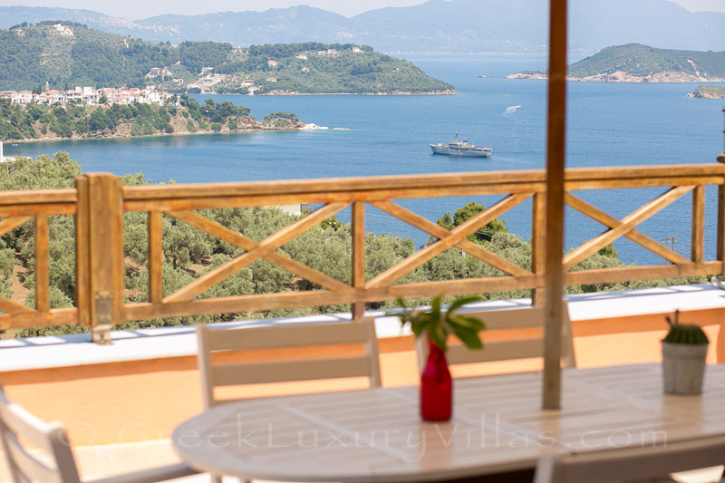 Skiathos luxurious villa with pool dining sea view