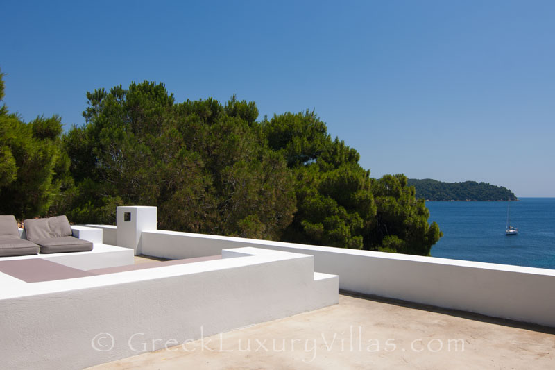 roof  terrace  sea  view  waterfront  villa  Skiathos