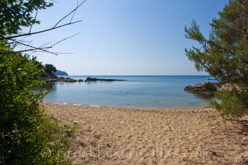 sandy  beach  near  waterfront  villa  Skiathos