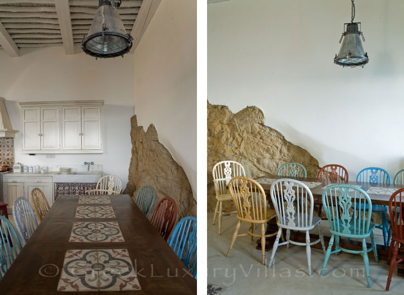 Skyros traditional luxury villa in Chora dining