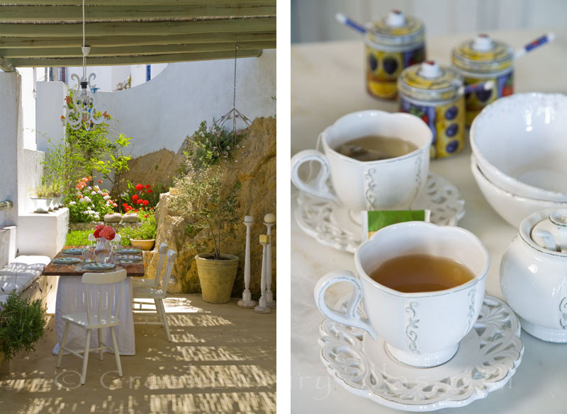Skyros traditional luxury villa in Chora outdoor dining