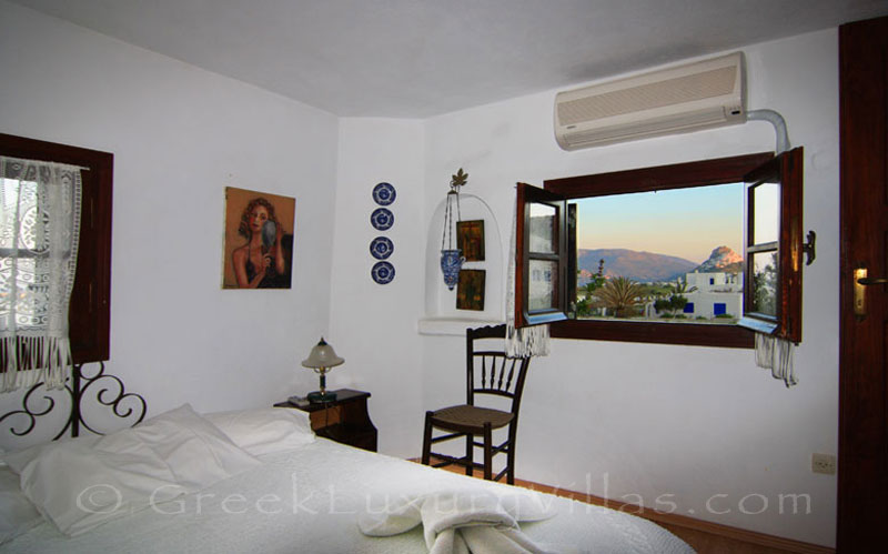 Skyros traditional villa bedroom view chora