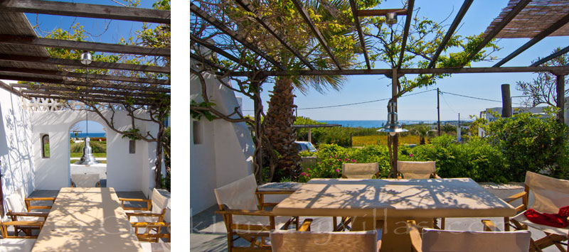 Skyros traditional villa outdoor dining