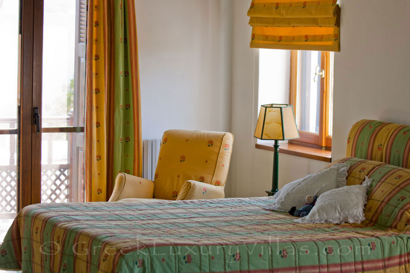 Master bedroom of beachfront villa in Skyros