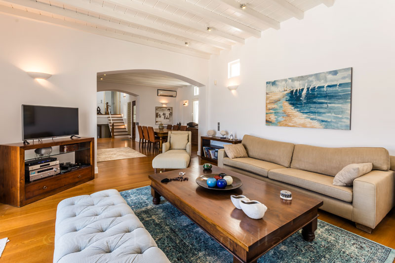 living room luxury villa Syros Greece