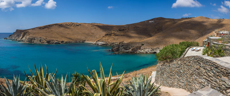 panoramic view seafront villa Syros Greece