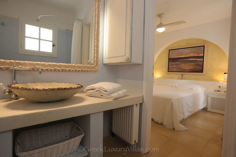 En-suite- bedroom of Modern Seafront Luxury Villa with Pool in Syros
