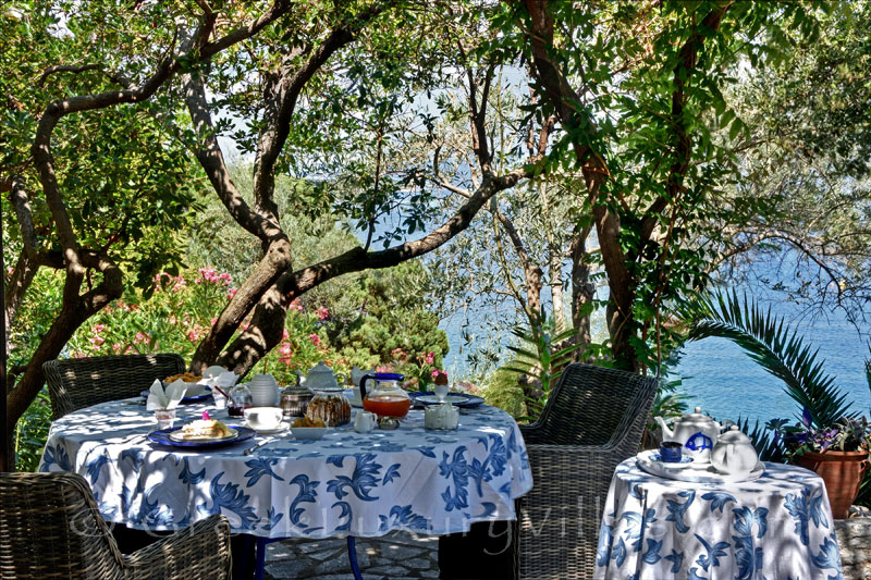 waterfront villa with private chef butler garden dining area sea view