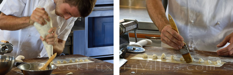 italian chef in kitchen of luxury villa with private chef butler boat